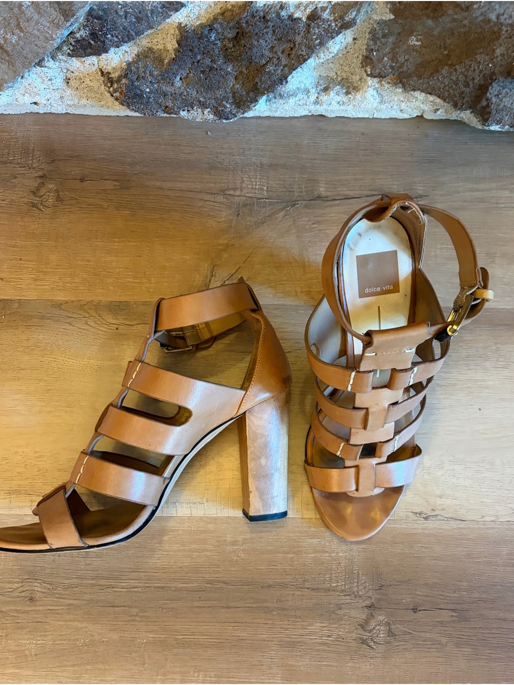 Dolce Vita Classic Tan Strappy Block Heel Sandals